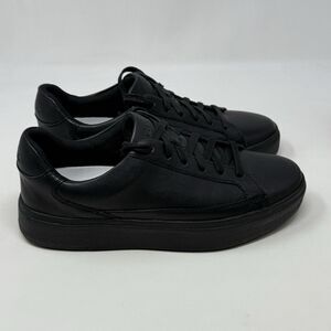 Kizik Vegas Sneakers Womens 7 Triple Black Leather Handsfree Lace Up Shoes